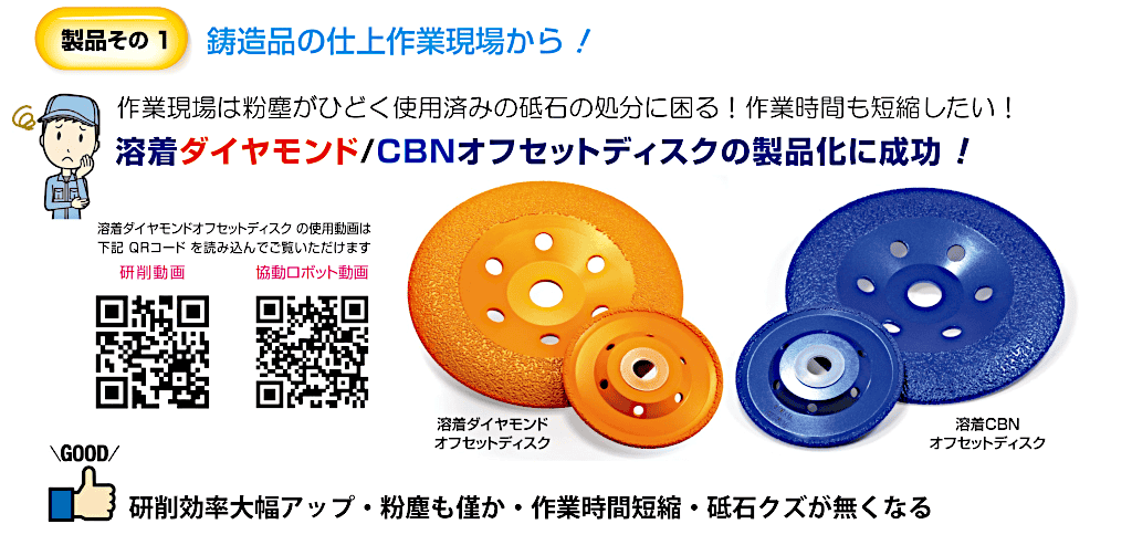 溶着ダイヤモンド/CBNオフセットディスクの製品化に成功！